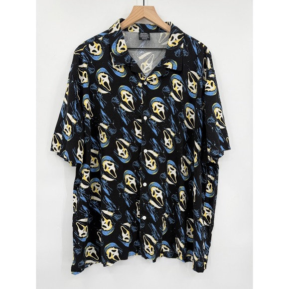 Bioworld Other - Ghost Face Shirt‎ Mens 3XL Black Scream Horror Movie Halloween Rayon Hawaiian